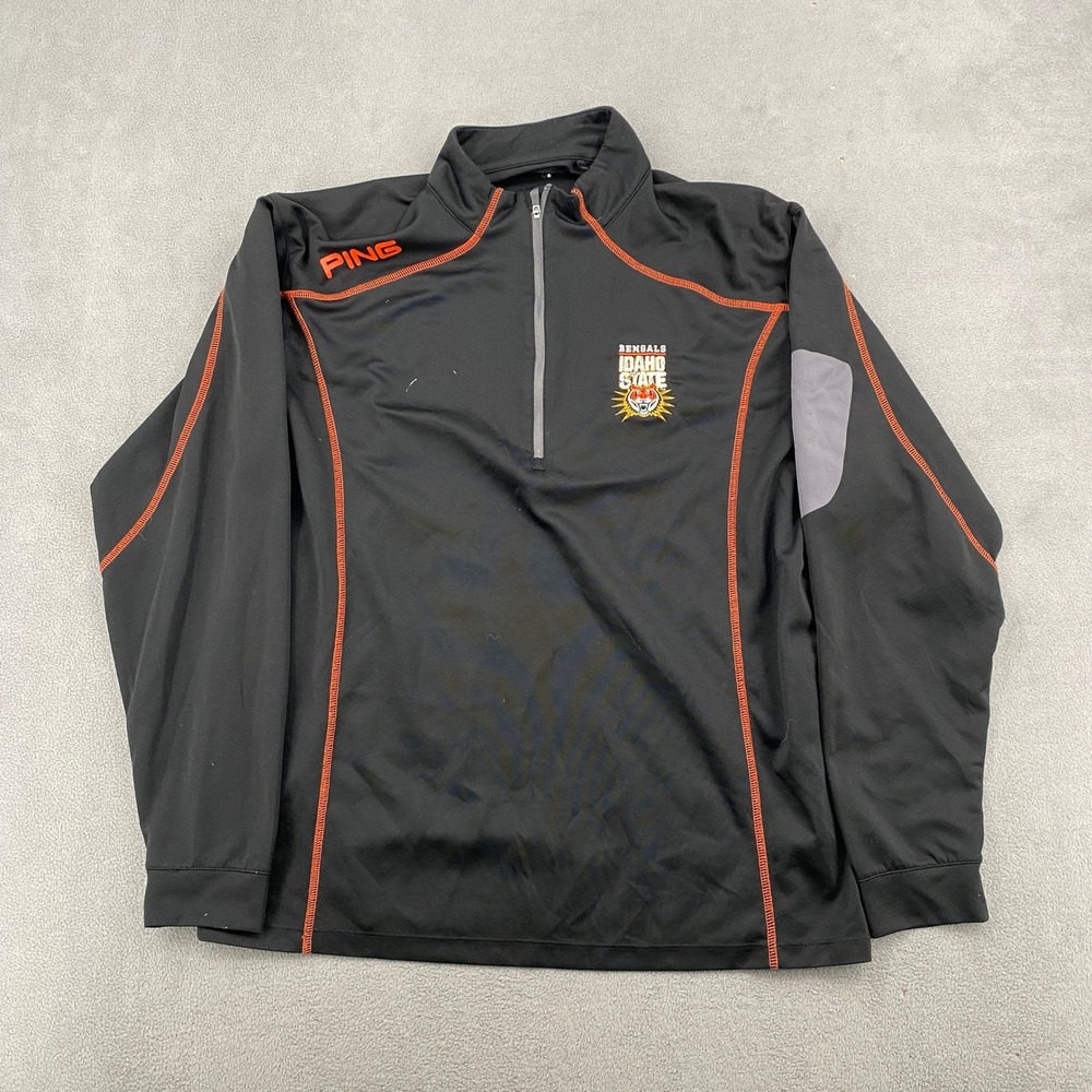 Ping Idaho State Bengals Quarter Zip Pullover Mens Large Black Orange Golf Top